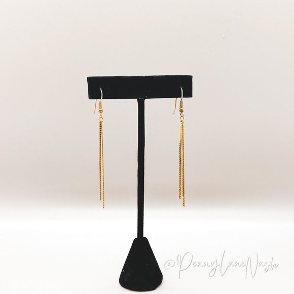 Vintage Jewelry - Vintage Gold Tone Double Chain Strand Earrings